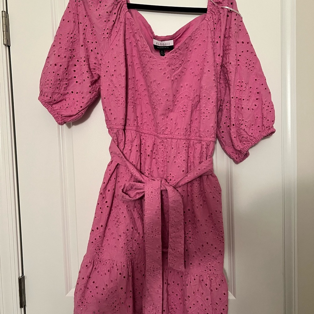Eloquii Vibrant Pink Eyelet Dress